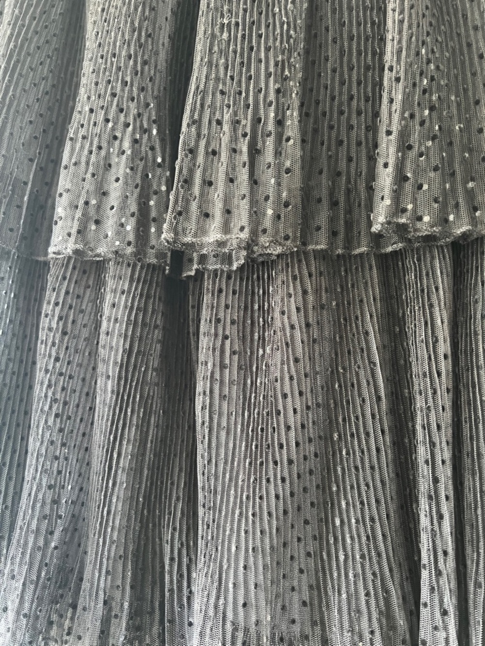 Zara Black Tiered Polka Dot Mesh Maxi Skirt - Picture 3 of 5